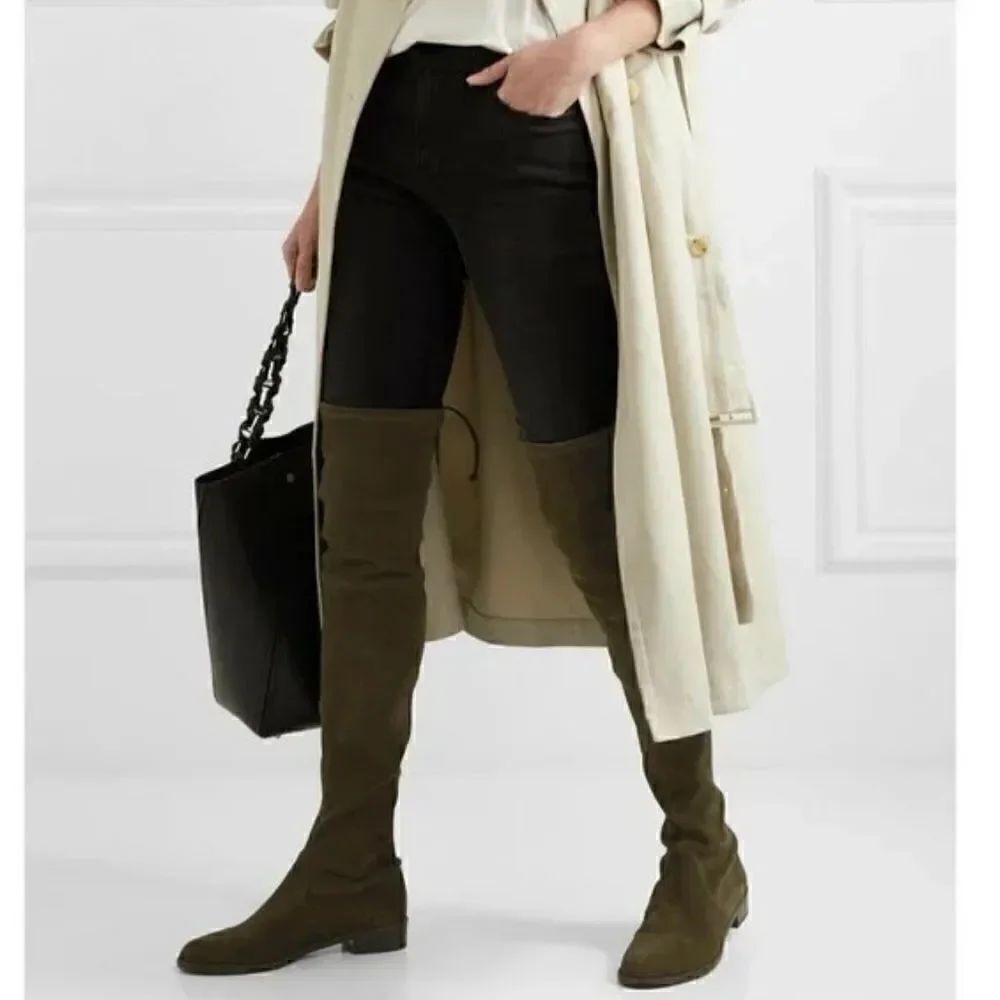 Stuart Weitzman Lowland Loden Green Suede Over The Knee boots